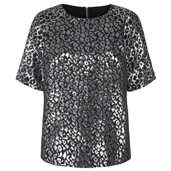 Simply Be Tops - NWT Simply Be Leopard Print Metallic Short Sleeve Blouse Plus Sz US 22
